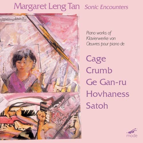 CD cover for "Sonic Encounters" featuring a pianist and abstract art.
