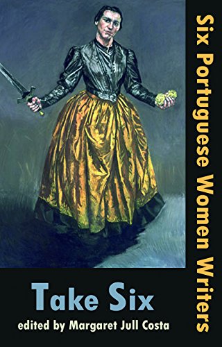 A painting of a woman holding a sword and flowers on a book cover.