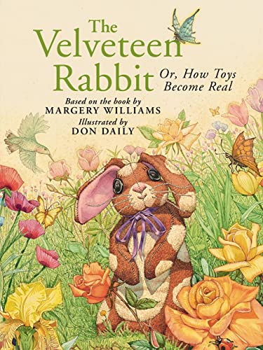Book cover featuring a plush rabbit surrounded by colorful flowers and butterflies.