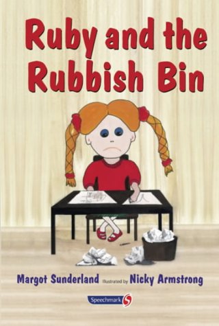 Book cover: sad girl with pigtails at a table with crumpled paper.