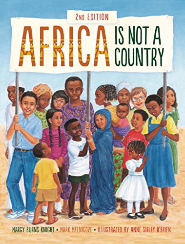 Book cover depicting diverse children holding signs reading “Africa Is Not a Country.”