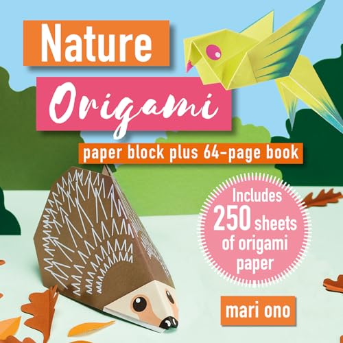 Origami kit with paper, book, and finished models of animals.