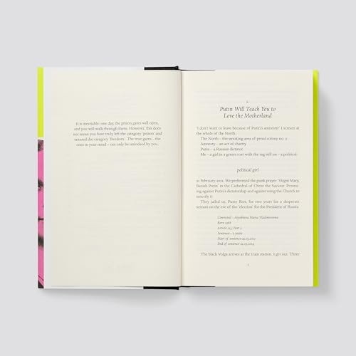 Open hardcover book, “Political Girl” by Maria Alyokhina, with text visible.