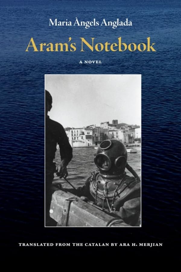 Book cover: "Aram's Notebook" featuring a vintage diver in black and white.