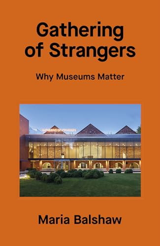 Book cover with orange background, black text, and a photo of a museum building.