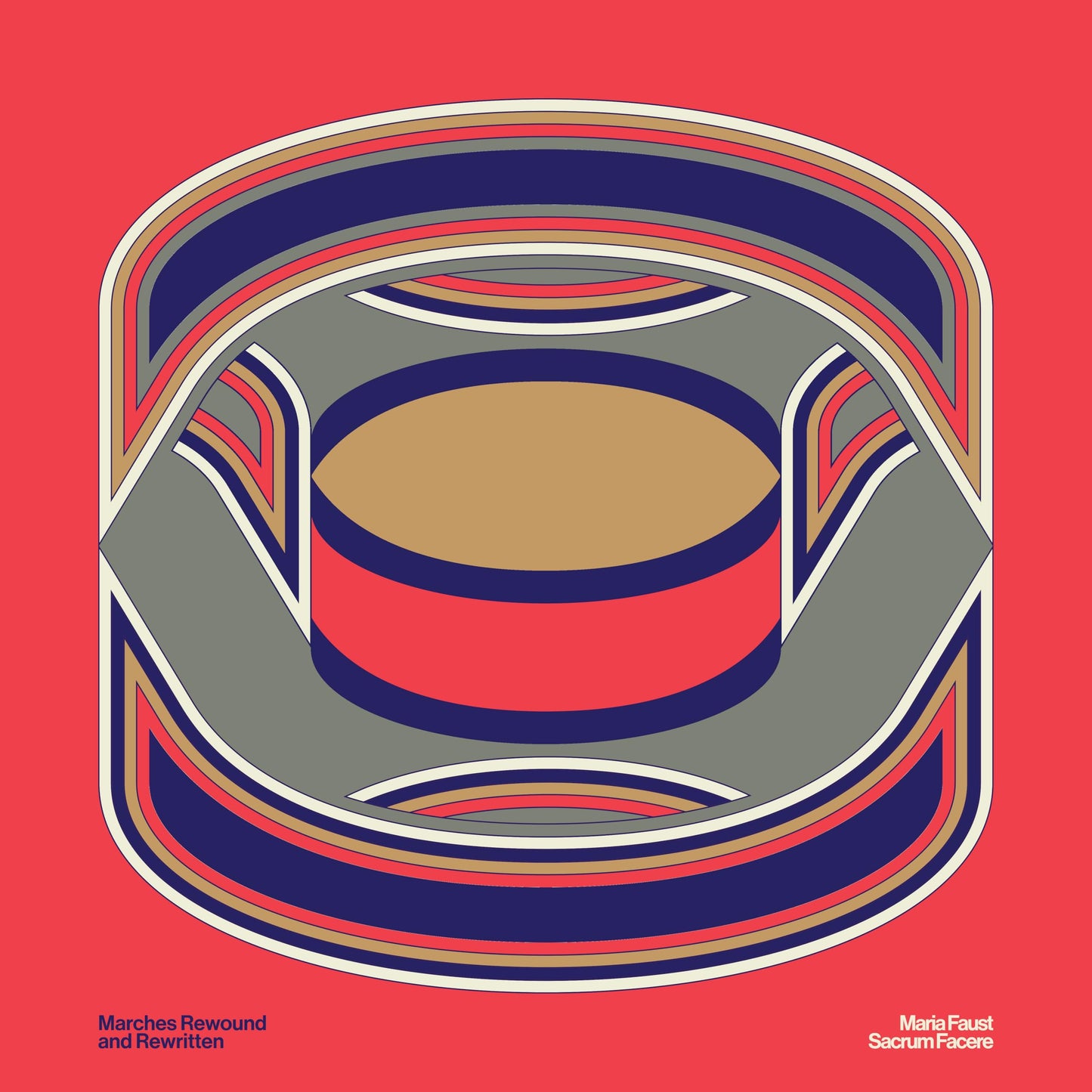 Abstract geometric CD cover with concentric shapes in red, blue, and tan.
