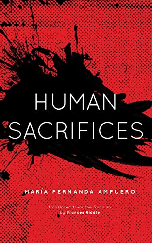 Red book cover with black splatter and white text: "Human Sacrifices".