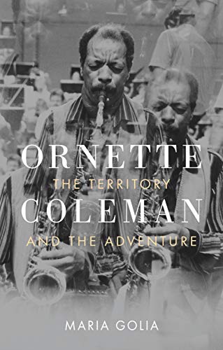 Black and white book cover featuring jazz musician Ornette Coleman with saxophone.