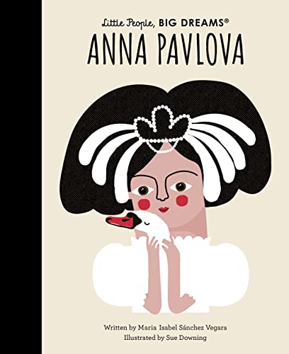Illustrated book cover of ballerina Anna Pavlova with a swan.