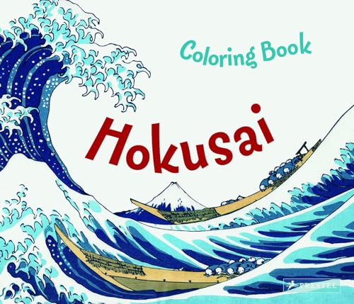 Coloring book cover featuring Hokusai’s “The Great Wave” with boats.