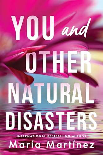 Book cover with bold white text over a pink and blue floral image.