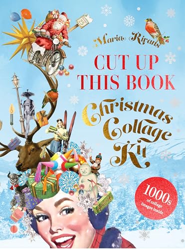 Christmas collage kit book cover with vintage illustrations and festive elements.