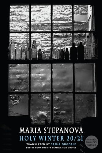 Black and white book cover with window reflection and text: “Holy Winter 20/21”.