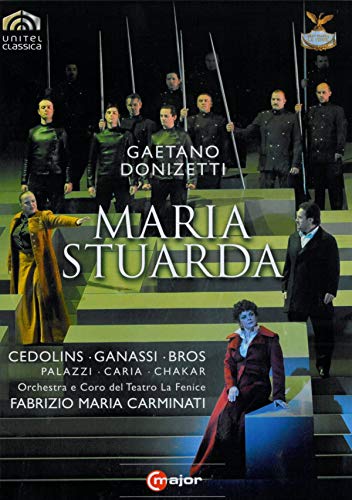 Opera "Maria Stuarda" DVD cover featuring performers in dramatic poses on stage.