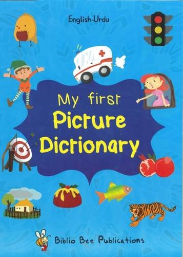 Cover of My First Picture Dictionary featuring colorful illustrations of animals, food, and objects.