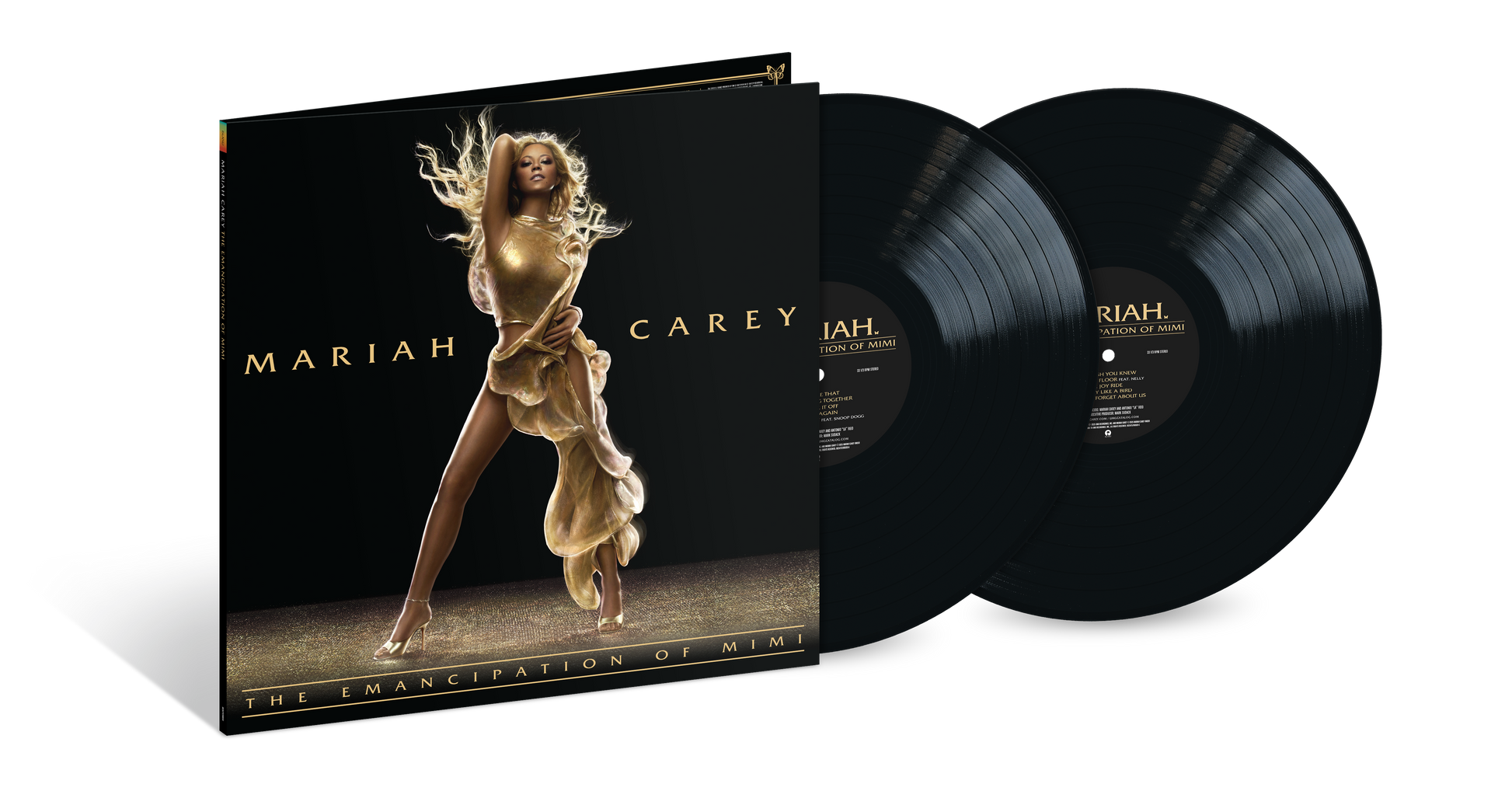 Mariah Carey’s “The Emancipation of Mimi” double vinyl record, open packaging.