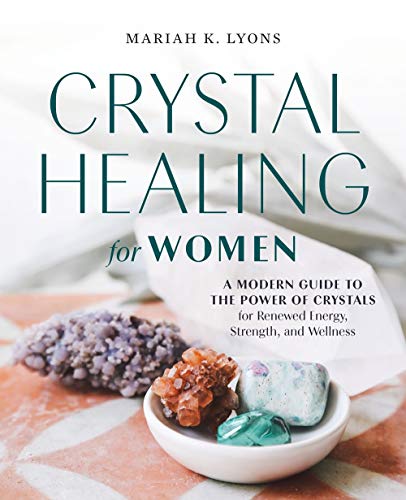 Book cover titled Crystal Healing for Women featuring various crystals in a small bowl.