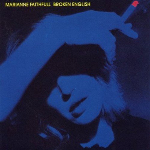 Blue album cover featuring Marianne Faithfull with a lit cigarette.