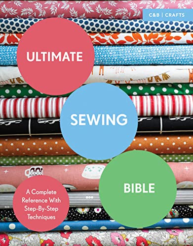 Book cover showing stacked colorful patterned fabrics with large overlapping circular text overlays.