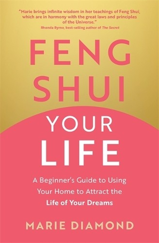 Book cover: "Feng Shui Your Life" by Marie Diamond, gold and red design.