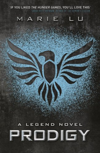 Book cover for "Prodigy" featuring a black winged creature on a textured background.