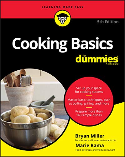 Book cover: "Cooking Basics for Dummies" with food and utensils pictured.