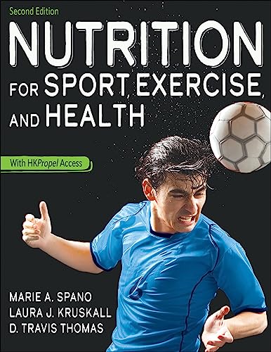 Book cover featuring a soccer player and the title "Nutrition for Sport, Exercise, and Health.