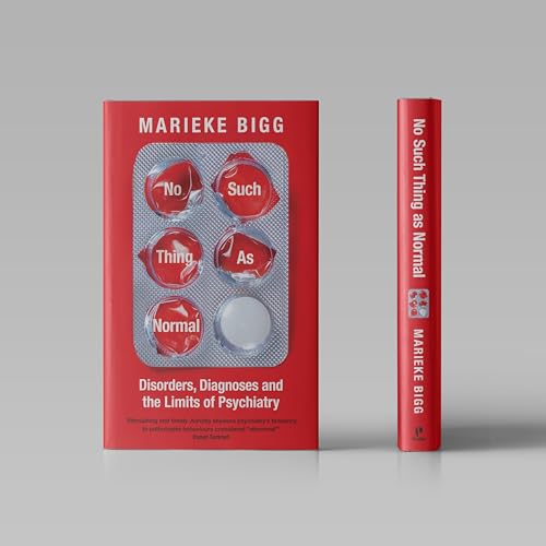 Book cover with pill-shaped text: "No Such Thing as Normal.