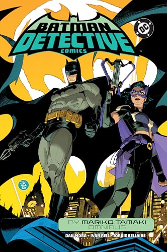 Batman and Batwoman stand dramatically against a Gotham City skyline.