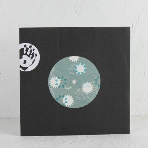 Black vinyl record sleeve featuring a white handprint logo and a patterned center label.