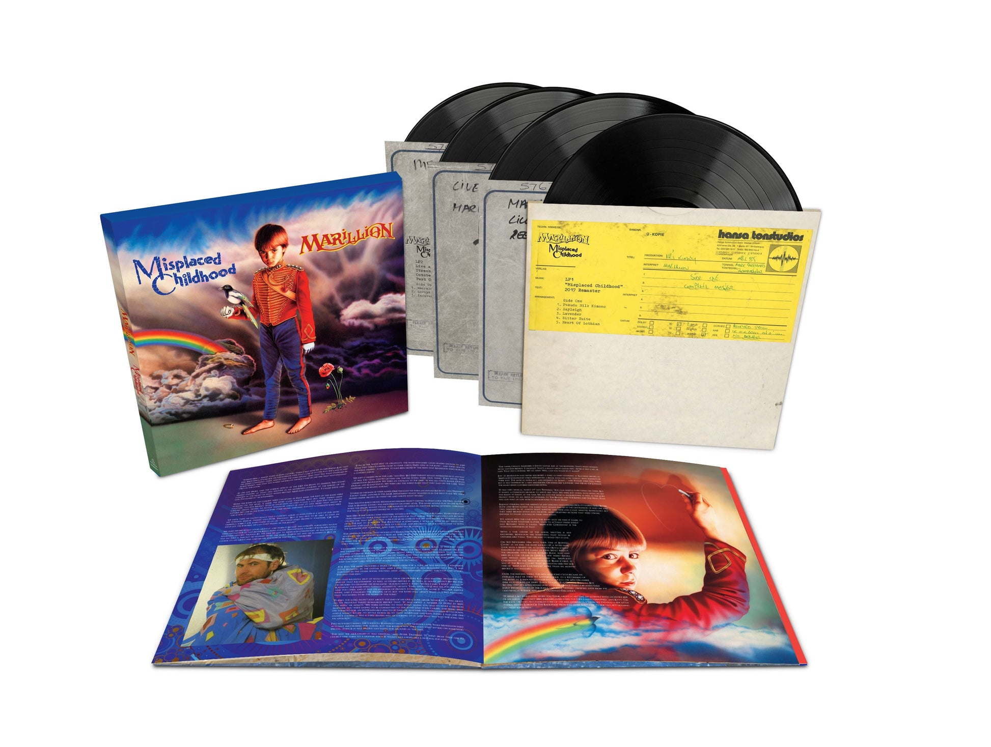 Marillion Misplaced Childhood 4LP vinyl box set with records, sleeves, and an open booklet.