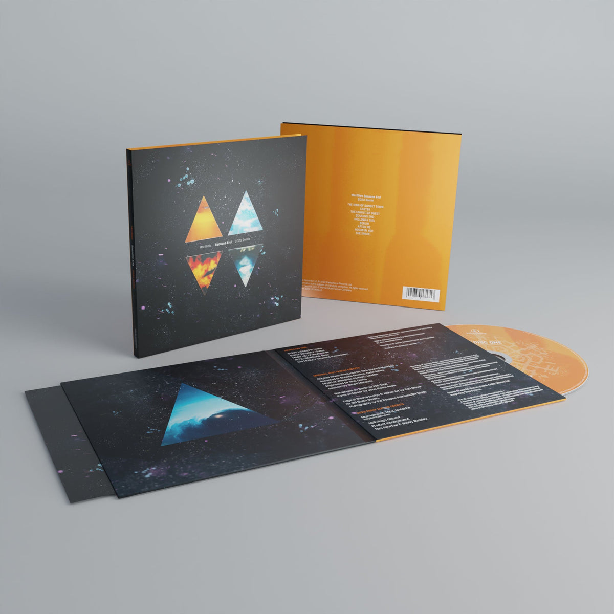 Marillion “Seasons End” CD packaging, open with booklet and disc visible.