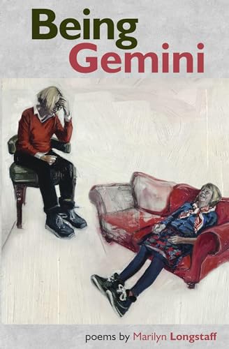 Book cover: "Being Gemini" with illustrations of two people in distress.