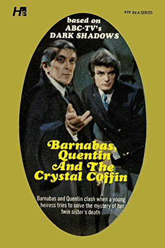 Book cover featuring two men in suits, titled "Barnabas, Quentin and The Crystal Coffin.