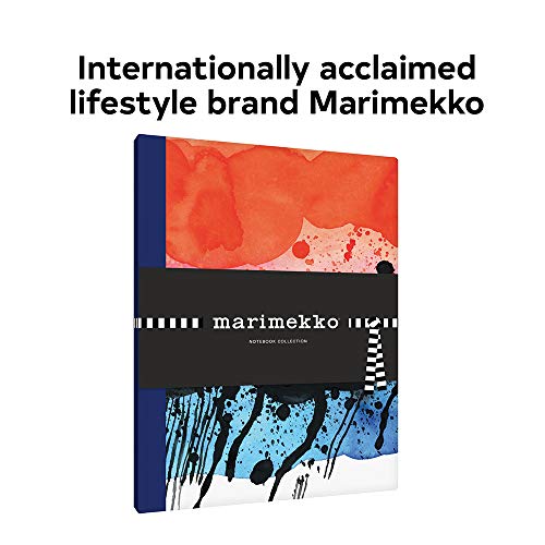 Marimekko notebook with abstract red, blue, and black watercolor design.