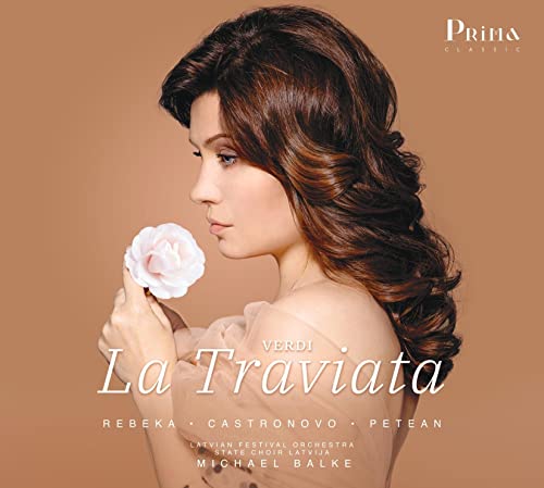 CD cover featuring opera singer Marina Rebeka in profile with a rose.