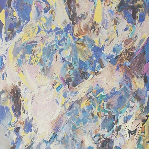 Abstract painting in blues, yellows, and whites; vinyl record cover.
