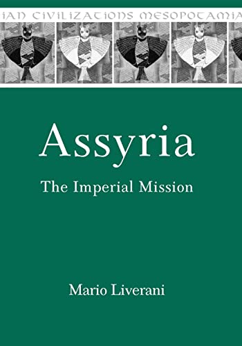 Book cover for "Assyria: The Imperial Mission" with ancient relief images.