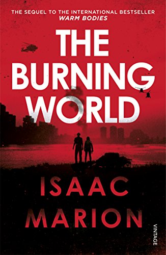 Book cover: red background, silhouetted figures, and title "The Burning World.