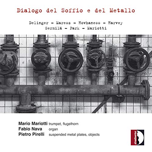 "CD cover featuring a black-and-white image of pipes and valves on a grid."