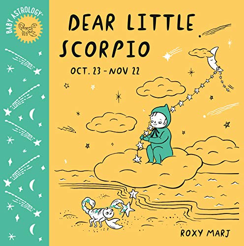 Book cover with illustration of a baby on a cloud, Scorpio zodiac.