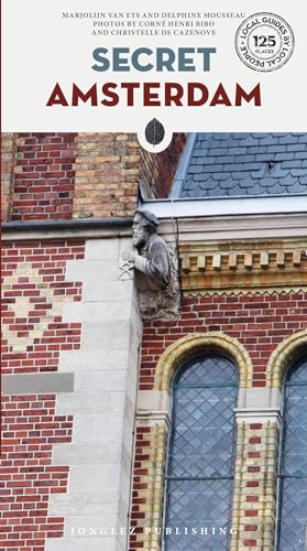 Book cover: "Secret Amsterdam" with a sculpted face on brick facade.