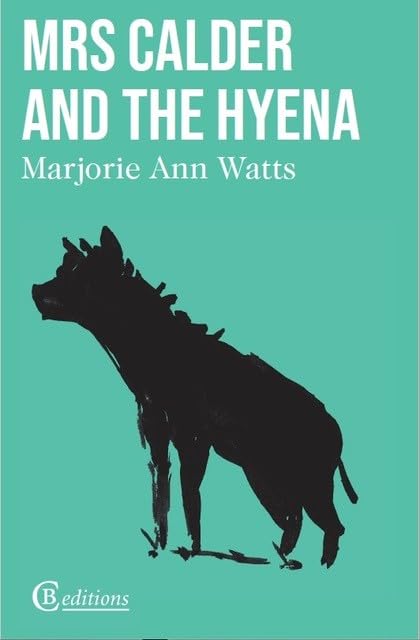 Book cover with a black hyena silhouette on a teal background.
