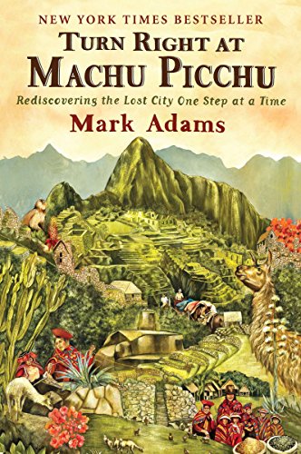 Book cover depicting Machu Picchu with llamas and people in traditional dress.