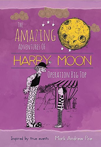 Book cover: boy, moon, and circus tent illustration, purple background.