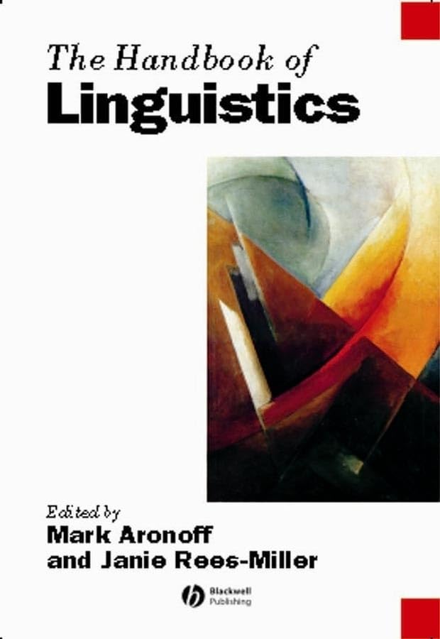 Book cover: "The Handbook of Linguistics" with abstract art.