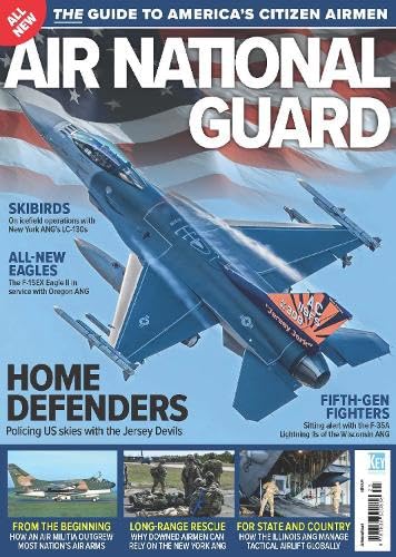 Magazine cover featuring a fighter jet flying in front of an American flag.