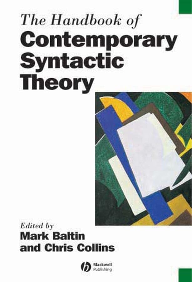 Book cover: "The Handbook of Contemporary Syntactic Theory" with abstract art.
