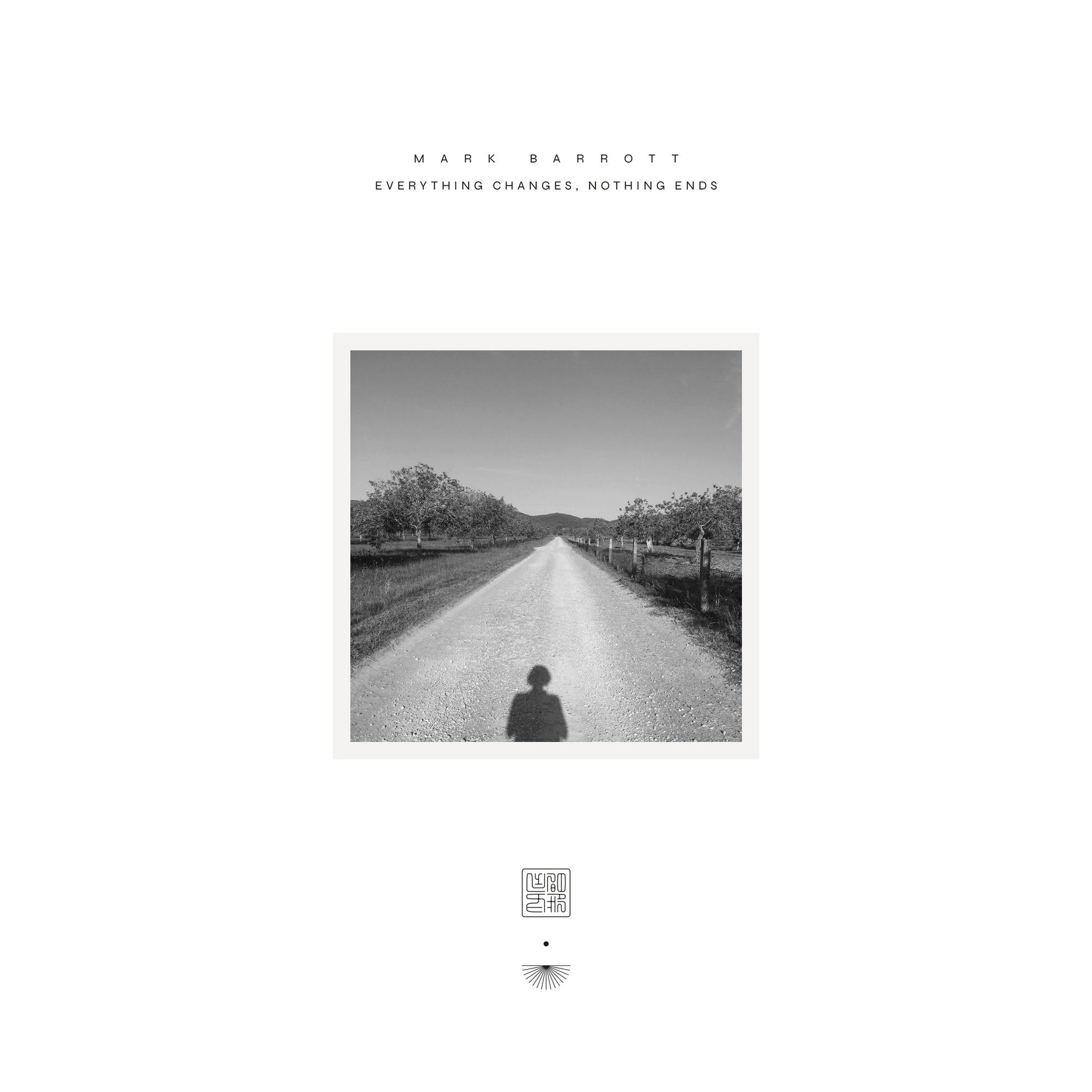 Album cover: grayscale road scene with a lone figure, text "Mark Barrott".