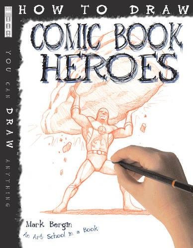 Book cover: "How to Draw Comic Book Heroes" with sketched superhero image.